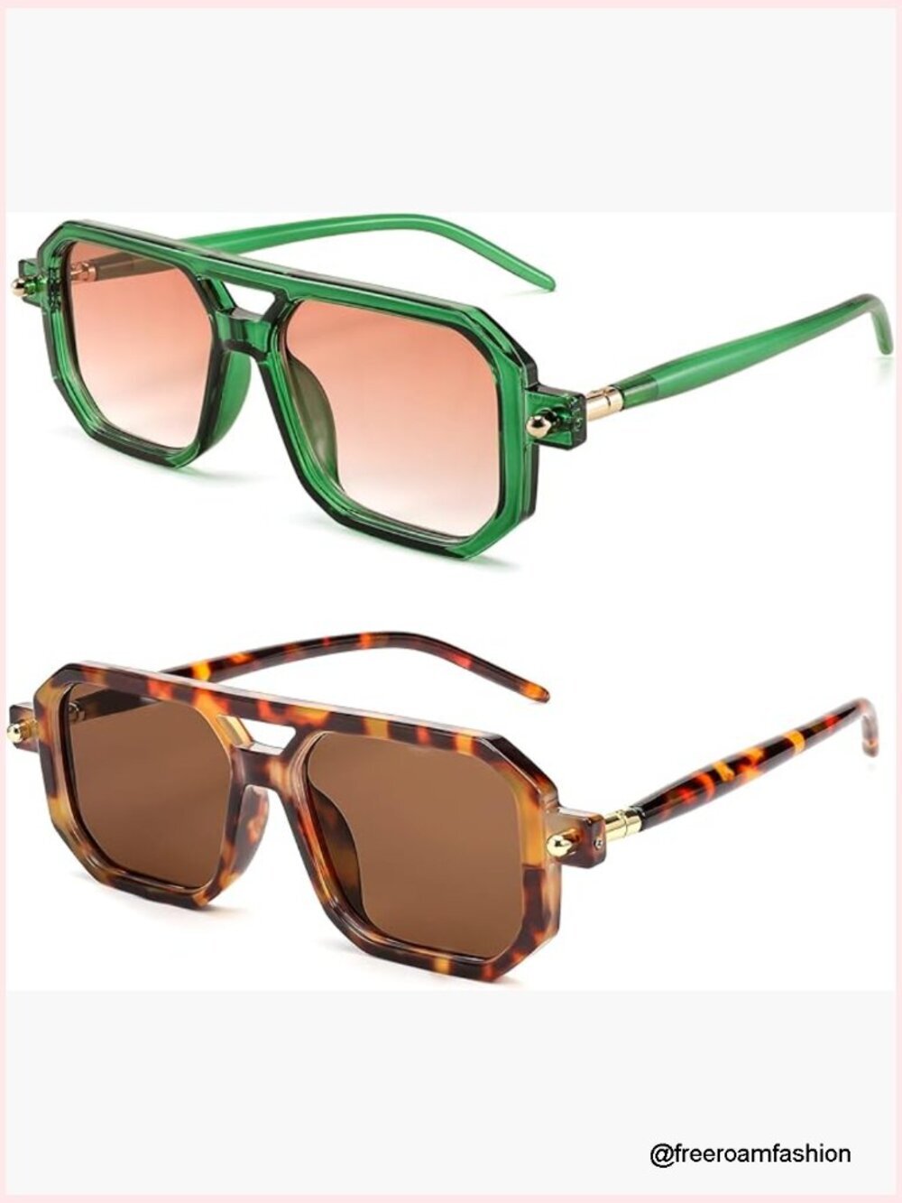 Retro Square Aviator Sunglasses UV400 Protection Plastic Frame Unisex